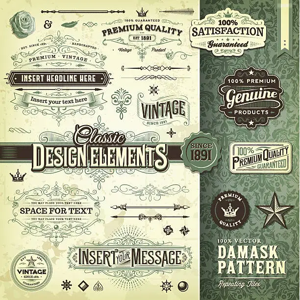Vector illustration of Classic Design Elements Toolkit