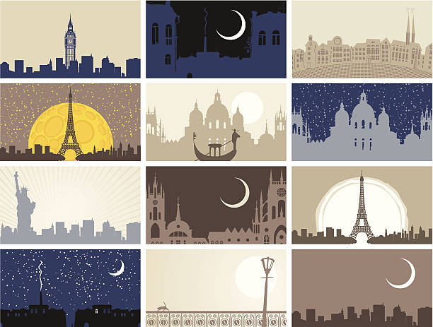 ilustraciones, imágenes clip art, dibujos animados e iconos de stock de paisajes urbanos - paris france eiffel tower france europe