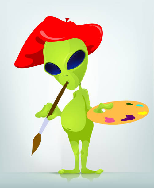 illustrazioni stock, clip art, cartoni animati e icone di tendenza di divertente alien - mascot alien space mystery