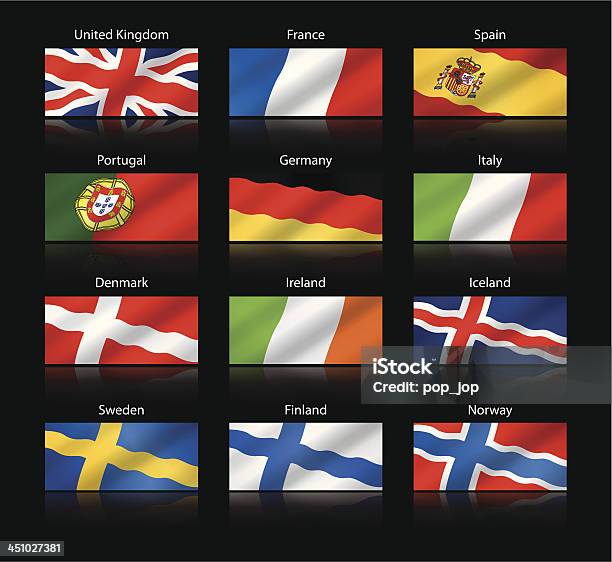 Wide Cropped Flags Western And Nothern Europe Stock Illustration - Download Image Now - Flag, Wide, Part Of