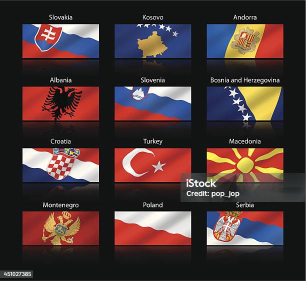 Große Cropped Flagssouth Und Mitteleuropa Stock Vektor Art und mehr Bilder von Albanische Flagge - Albanische Flagge, Serbien, Albanien