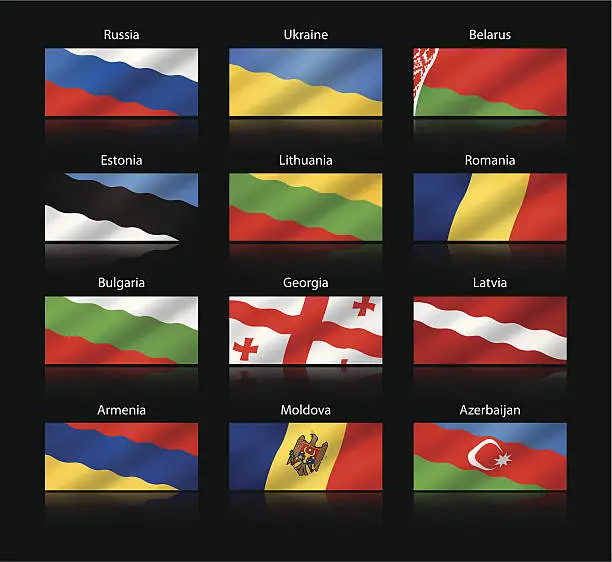 Vector illustration of Wide cropped flags - East Europe