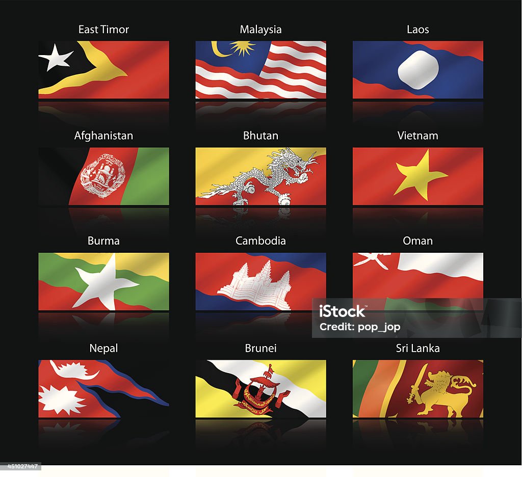 Poszerzone flags-Azja - Grafika wektorowa royalty-free (Afganistan)