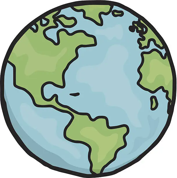 Vector illustration of Drawing of planet earth in cartoon form