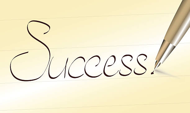 Word success written by pen Word Success written by pen on ochre paper happy end stock illustrations