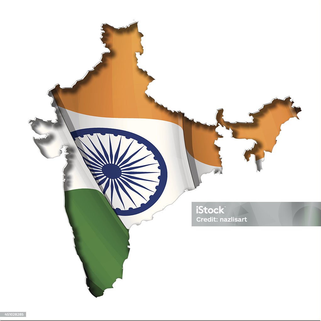 Indian Karte-Flagge - Lizenzfrei Am Rand Vektorgrafik