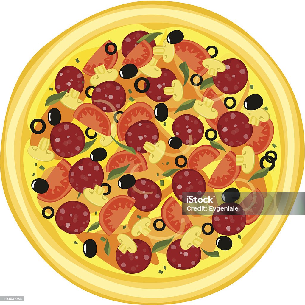 Cała pizza różnych składników. - Grafika wektorowa royalty-free (Cała postać)