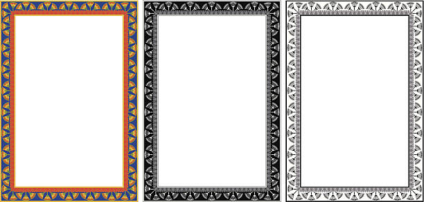 Egypt Frame Egyptian frame with papyrus in colour and monochrome isolated on white. ornamental grass white background stock illustrations