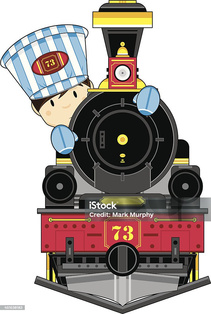 Cute Train Engine Train With Cute Driver Stock Illustration - Download Image Now - Child ...
