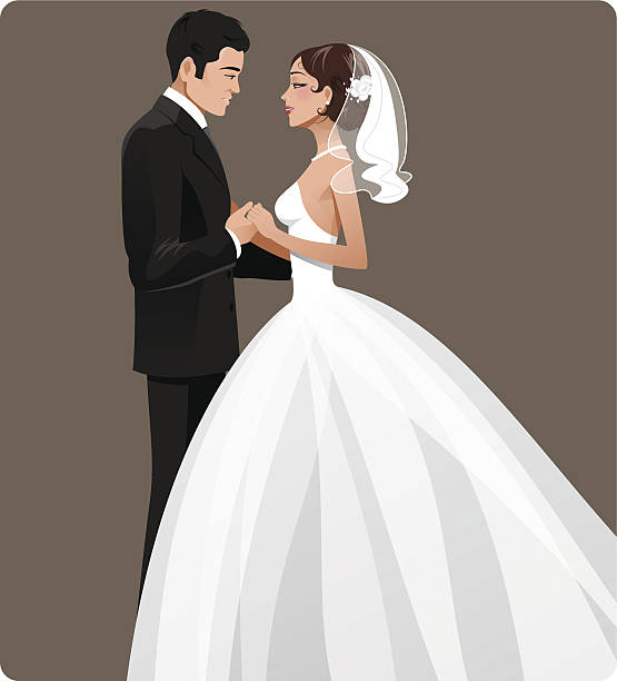 ilustraciones, imágenes clip art, dibujos animados e iconos de stock de de recién casados - dancing women wedding reception men