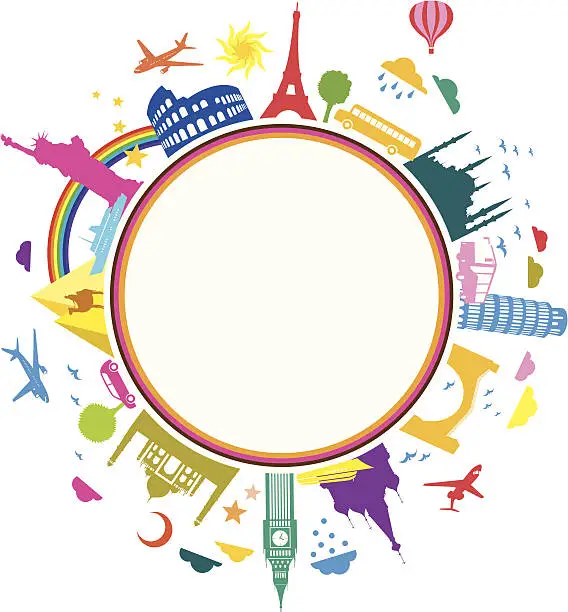 Vector illustration of Colorful Travel Symbol