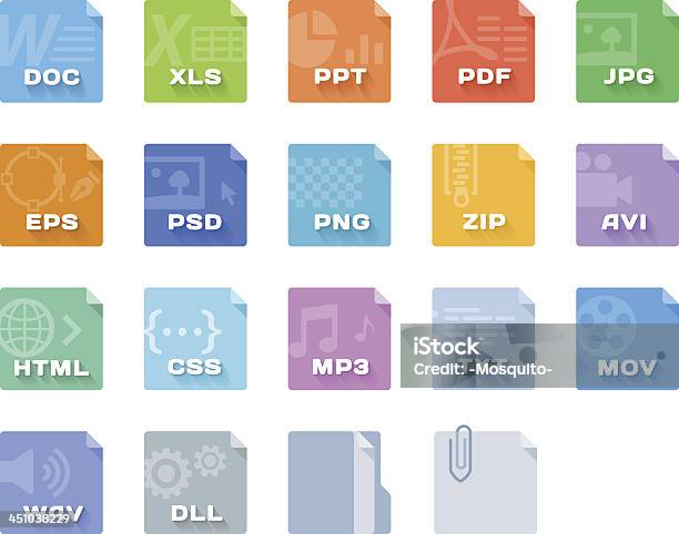Dateityp Symbole Stock Vektor Art und mehr Bilder von Dokument - Dokument, Tabellenkalkulation, Akte