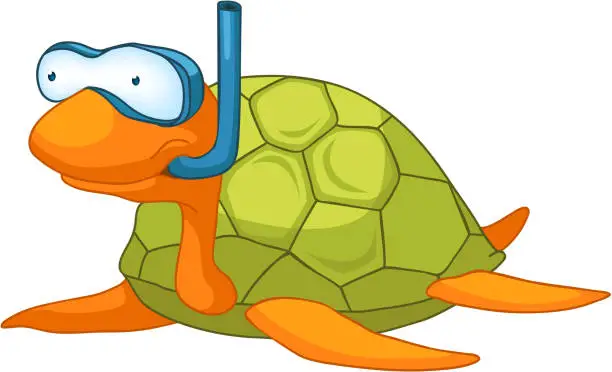 Vector illustration of Cartoon Character Turtle