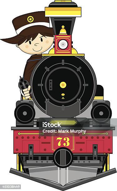 Steam Train With Cowboy Sheriff Stock Illustration - Download Image Now - Aiming, Bumper, Cartoon