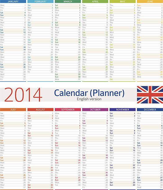 Calendar / Planner 2014 Vector illustration of Calendar/Planner for 2014 year 2014 stock illustrations