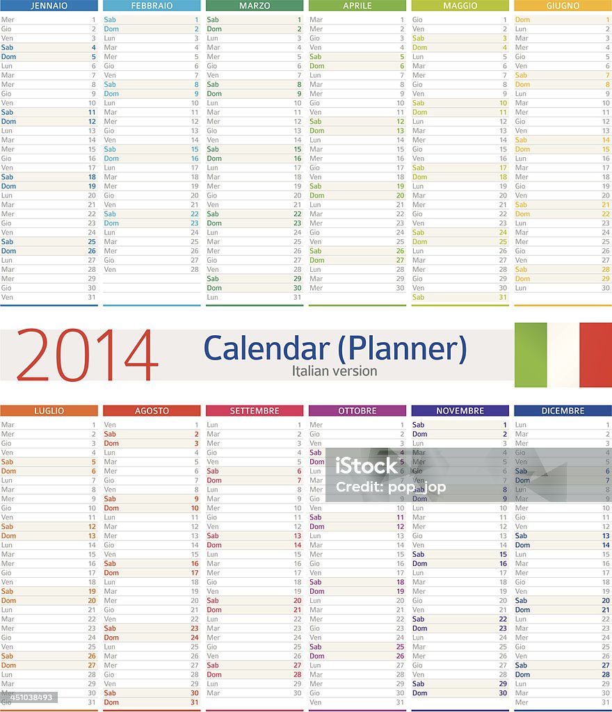 Календарь/Planner 2014 г. - Векторная графика 2014 роялти-фри