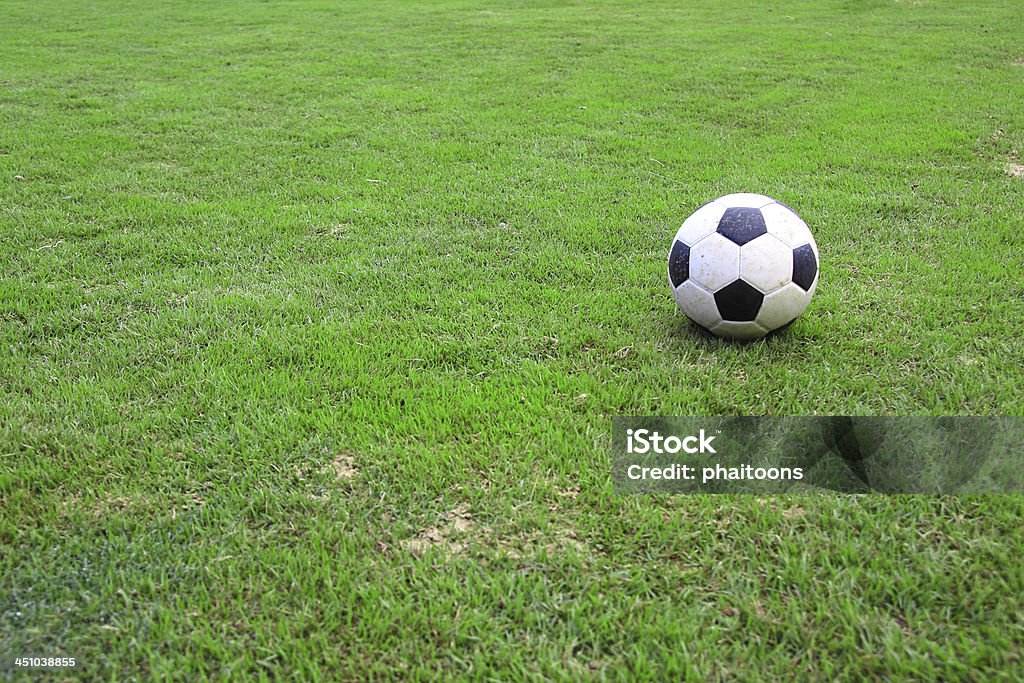 Pallone da calcio su erba verde - Foto stock royalty-free di Attività