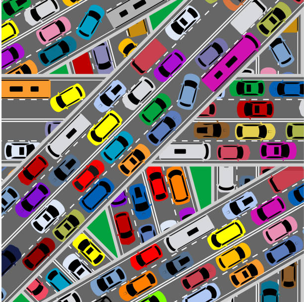 ilustraciones, imágenes clip art, dibujos animados e iconos de stock de congestión del tráfico por carretera - slow jam