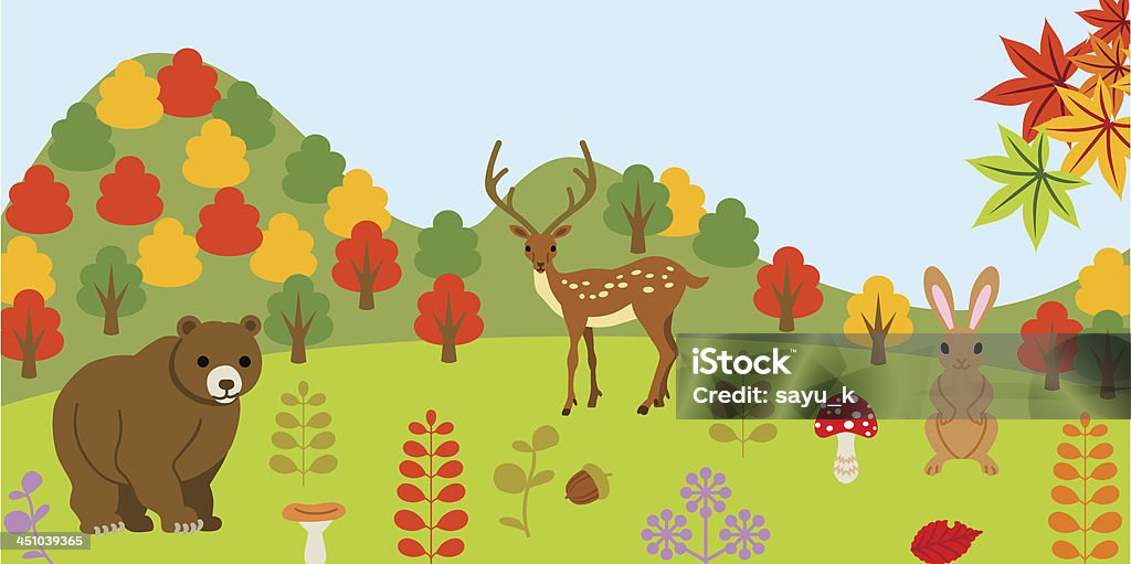 動物にある秋の森 - 秋のロイヤリティフリーベクトルアート