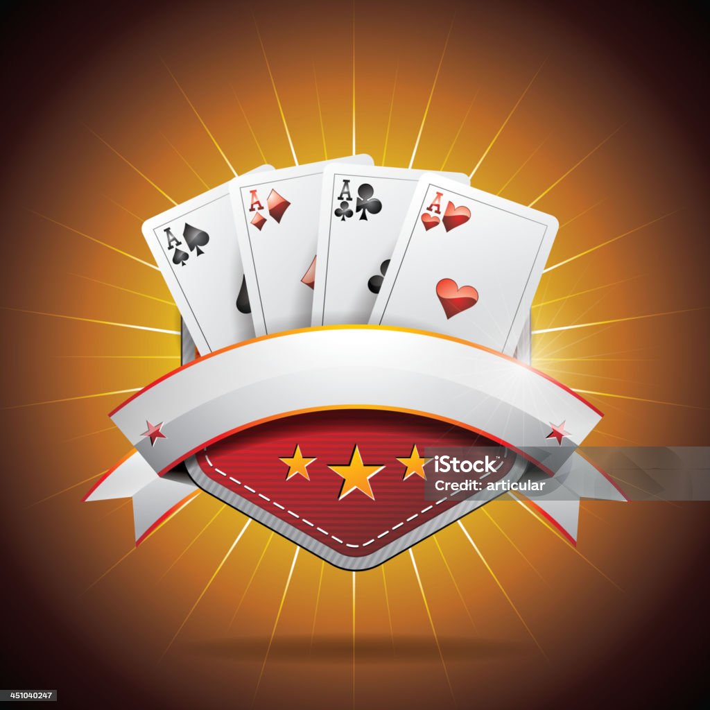 Ilustracja na temat z karty poker kasyno i wstążki - Grafika wektorowa royalty-free (As)