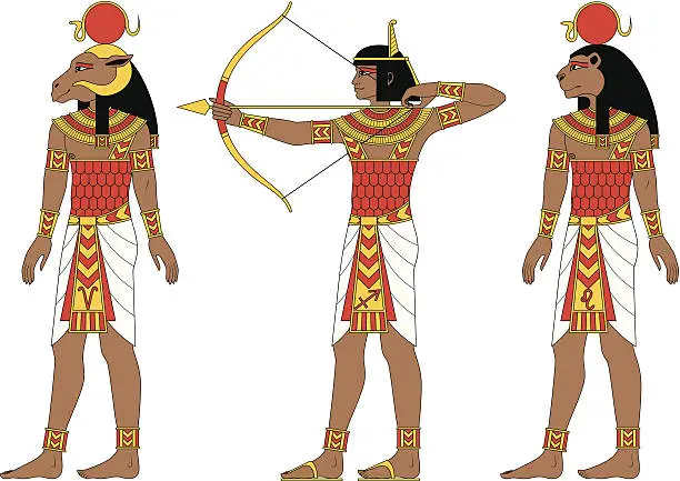 Vector illustration of Fire Egyptian Zodiac: Aries, Sagittarius, Leo