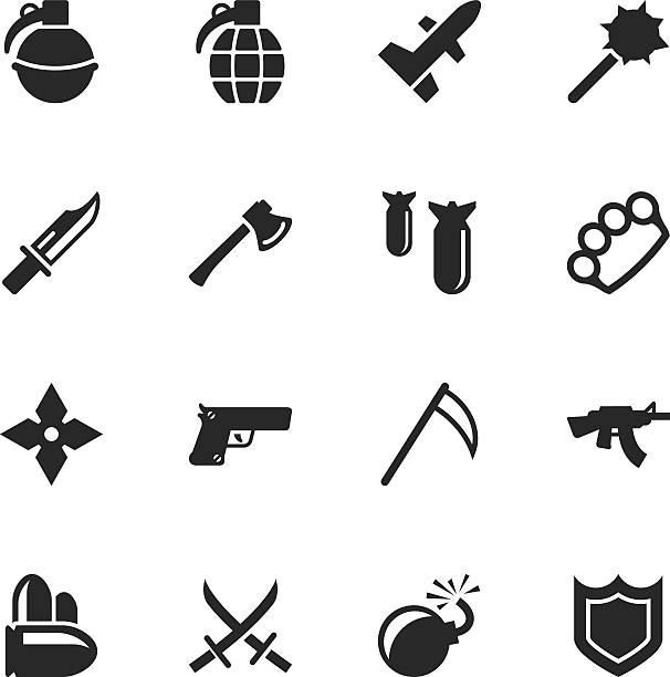 Weapon Silhouette Icons Weapon Silhouette Vector File Icons. murder weapon stock illustrations