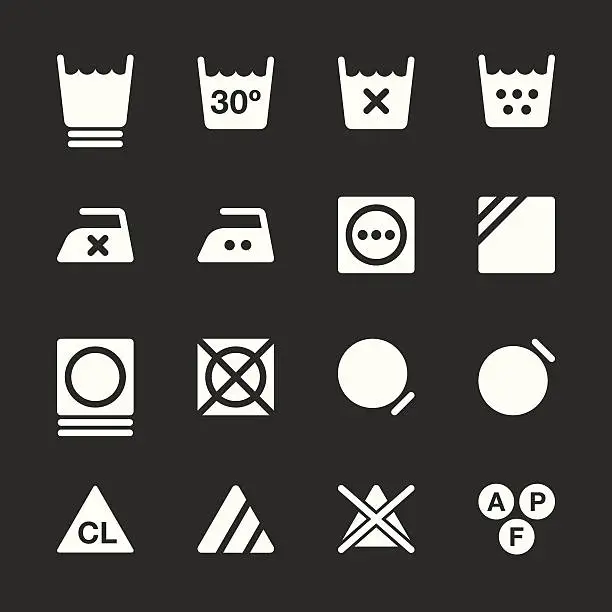 Vector illustration of Laundry Sign Icons Set 3 - White Series | EPS10