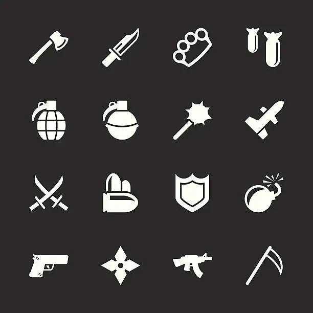 Vector illustration of Weapon Icons - White Series | EPS10