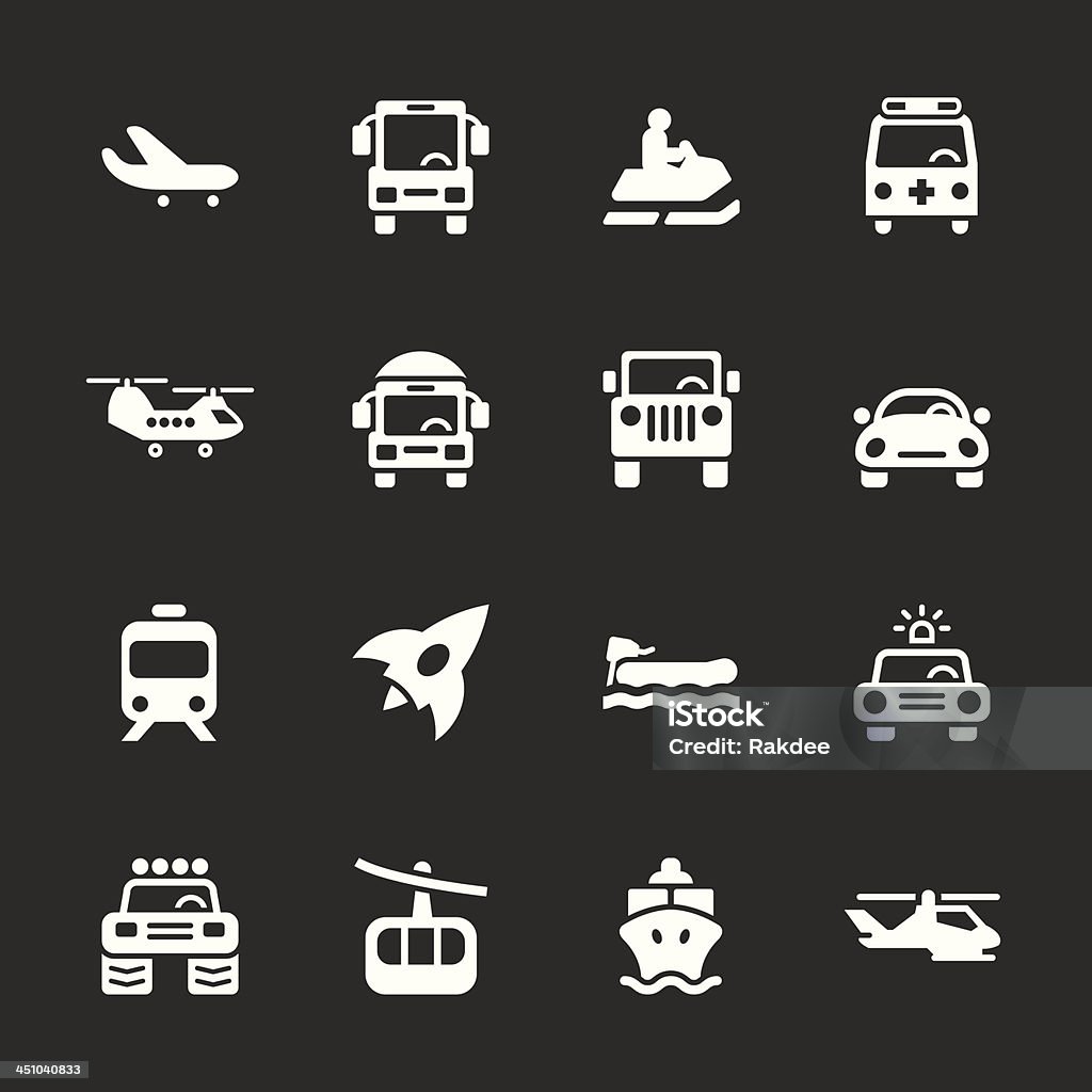 Conjunto de ícones de transporte 2 branco série/EPS10 - Vetor de Ambulância royalty-free