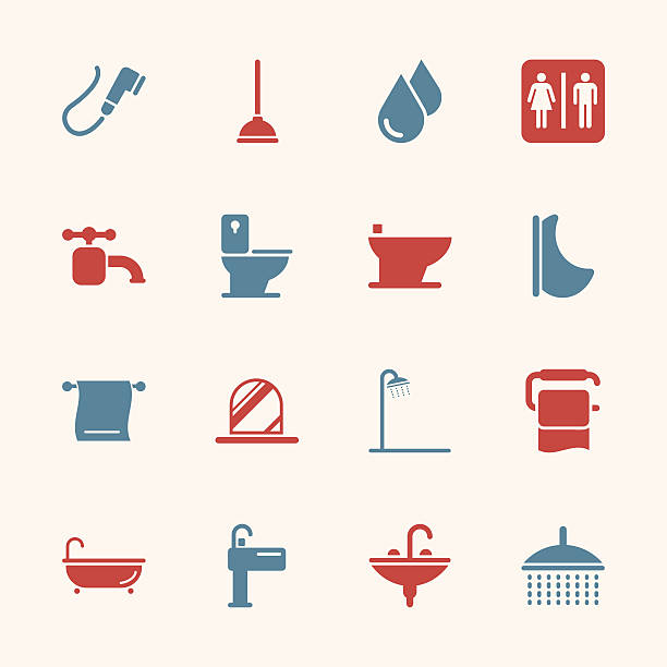 Bath and Bathroom Icons - Color Series | EPS10 Bath and Bathroom Icons Color Series Vector EPS10 File Icons. toilet bowl stock illustrations