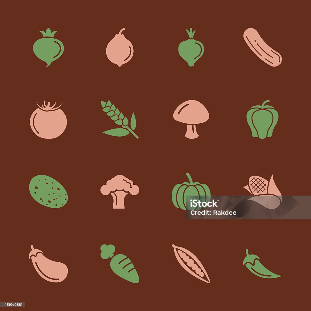 Warzywa ikony-kolor serii/EPS10 - Grafika wektorowa royalty-free (Bakłażan)