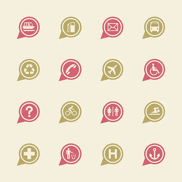 Vector illustration of Map Sign Icons Set 1 - Color Series | EPS10