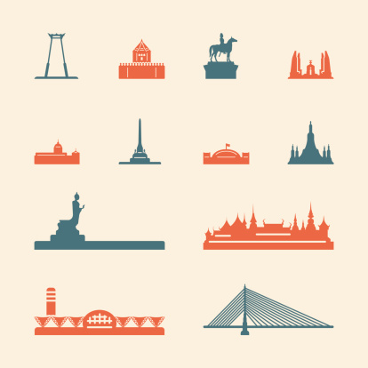 Landmark of Thailand Icons Color Series Vector EPS10 File.