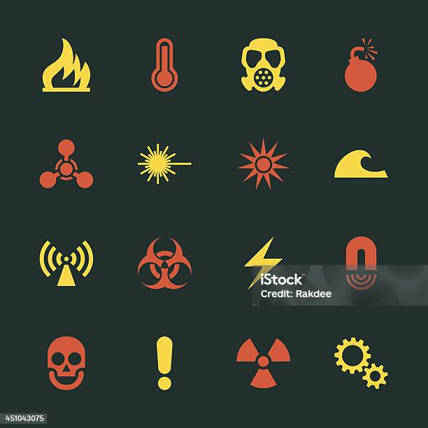 Sinal De Perigo Íconessérie De Cor Eps10 - Arte vetorial de stock e mais imagens de Química - Química, Alta Voltagem, Bomba