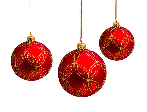 istock Perfect red christmas balls isolated on white 451043917