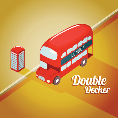 Vector illustration of London Double decker bus. EPS 10 file. Transparency is used in some lights and shadows.