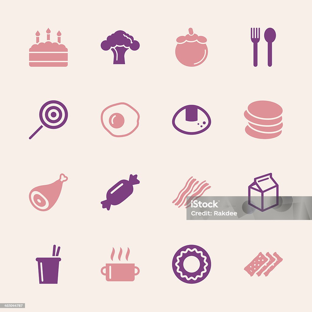 Jedzenie ikony zestaw 1-serii kolorowych/EPS10 - Grafika wektorowa royalty-free (Bekon)