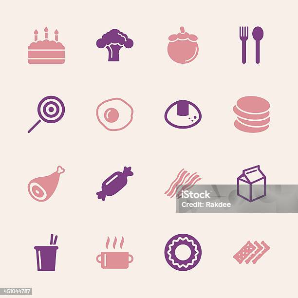 Jedzenie Ikony Zestaw 1serii Kolorowych Eps10 - Stockowe grafiki wektorowe i więcej obrazów Bekon - Bekon, Ciasto, Clip Art