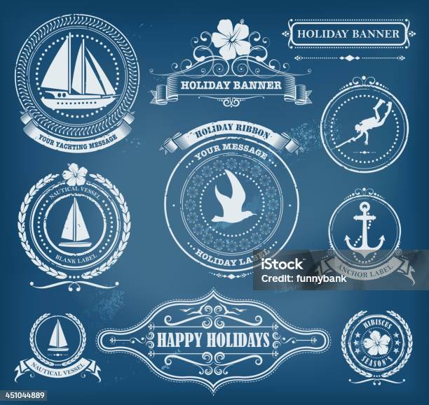 Ilustración de Clásicos Etiquetas Navideñas y más Vectores Libres de Derechos de Navegación - Navegación, Velero, Ancla - Parte del barco