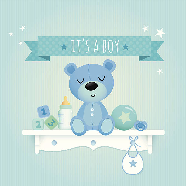illustrazioni stock, clip art, cartoni animati e icone di tendenza di bambino ragazzo teddy - teddy bear baby toy stuffed animal