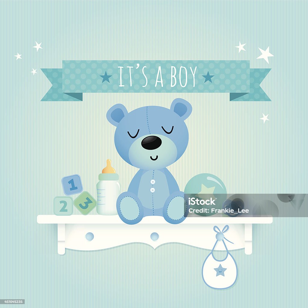 Baby boy teddy EPS 10 file, some transparencies. All elements are grouped and layered. Baby - Human Age stock vector