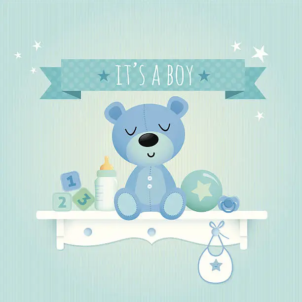 Vector illustration of Baby boy teddy