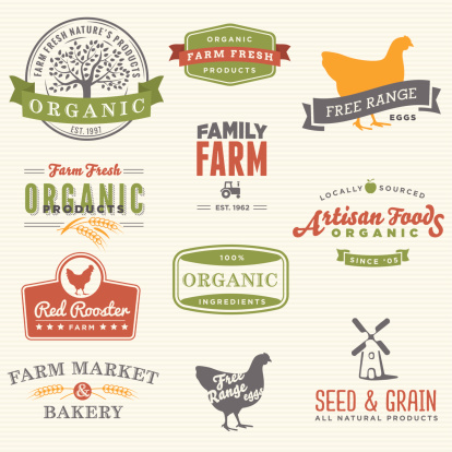 Set of organic farm labels.