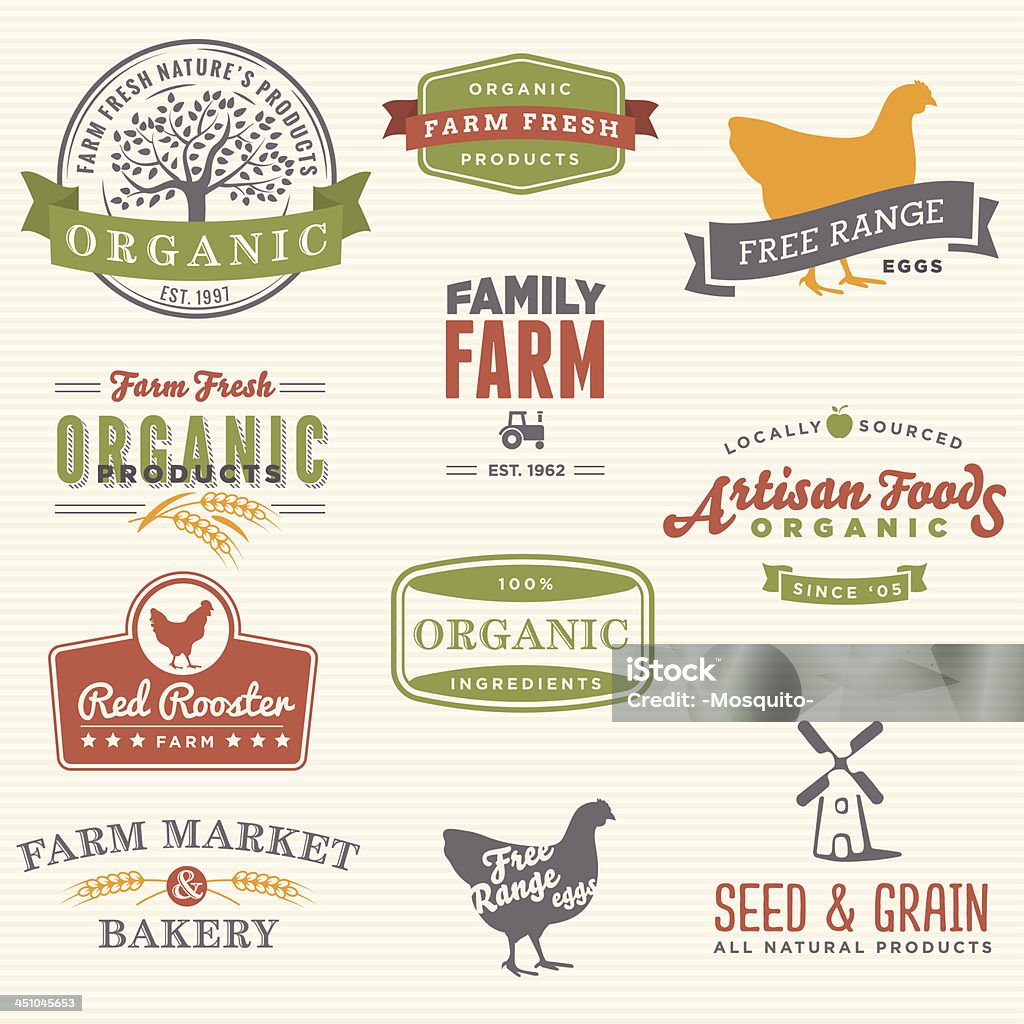 Organic Farm Labels Set of organic farm labels. Label stock vector