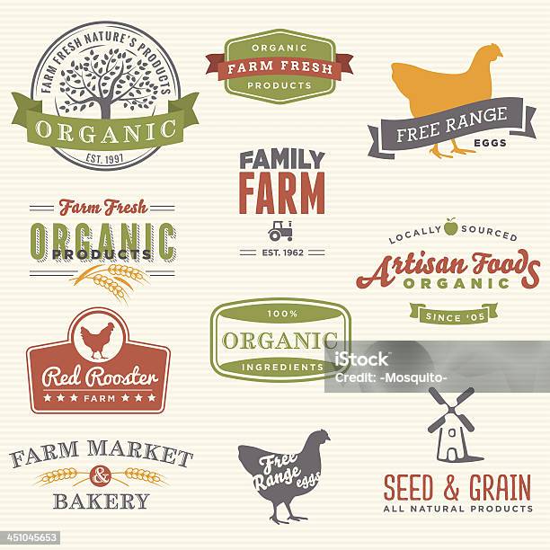 Organic Farm Labels Stock Illustration - Download Image Now - Label, Agricultural Fair, Farm