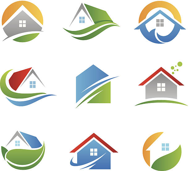 Eco house logos and icons vector art illustration