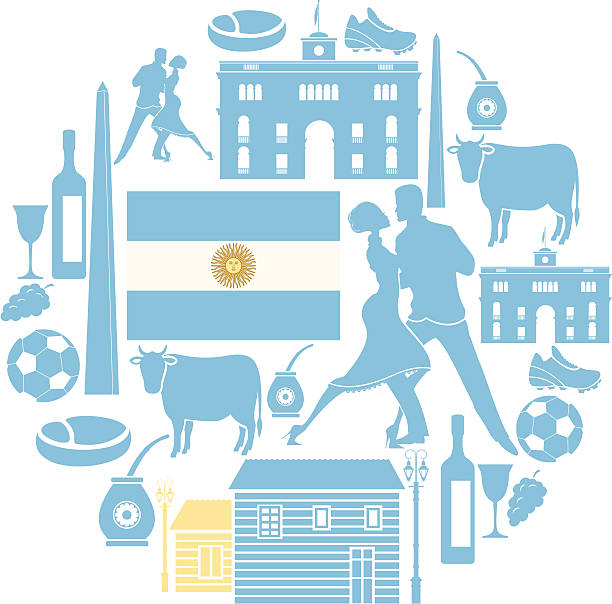 Argentine icon Set vector art illustration