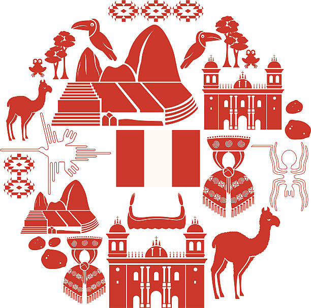 Peru Icon Set vector art illustration