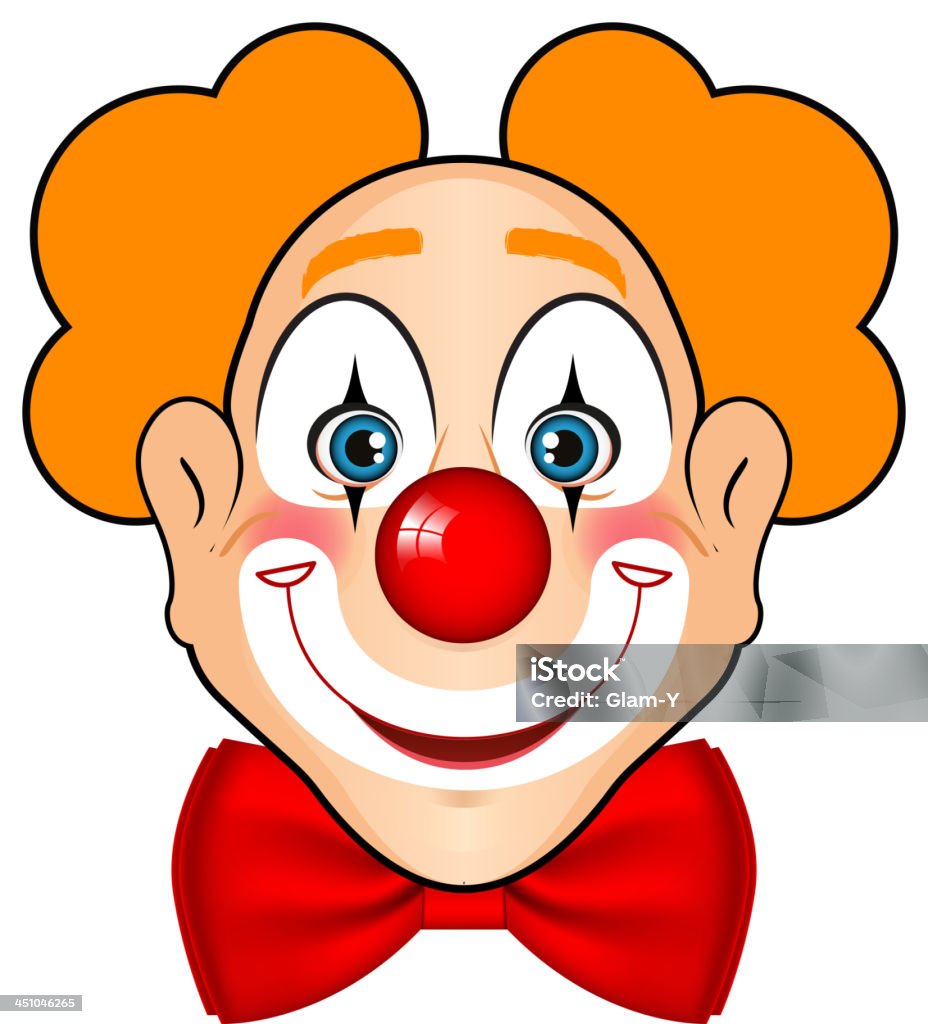 Cartoon Drawing Of A Clown Face With Orange Hair Stock Illustration -  Download Image Now - Clown, Cartoon, Arts Culture and Entertainment - iStock