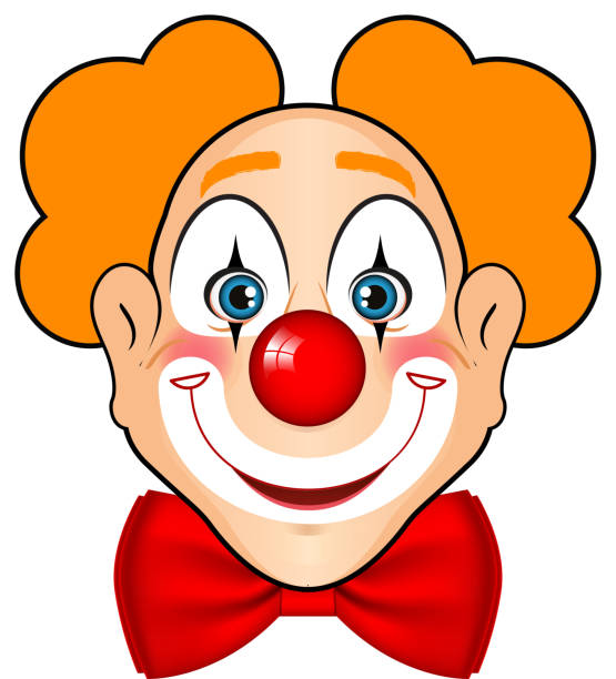 Cartoon drawing of a clown face with orange hair  clown (Vector illustration Eps 10 +transparency effects used) cartoon joker stock illustrations